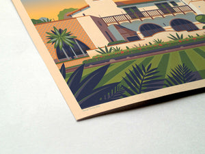 Adamson House Illustration, Los Angeles Art Print by George Townley