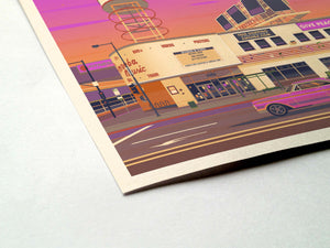 Amoeba Music Illustration, Los Angeles Art Print by George Townley