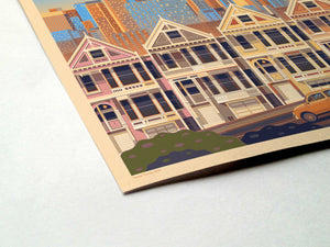 Alamo Square Park Illustration, San Francisco Art Print by George Townley