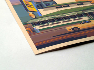 Barney's Beanery Illustration, Los Angeles Art Print by George Townley