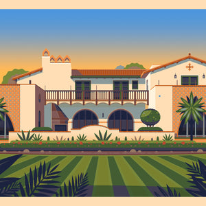 Adamson House Illustration, Los Angeles Art Print by George Townley