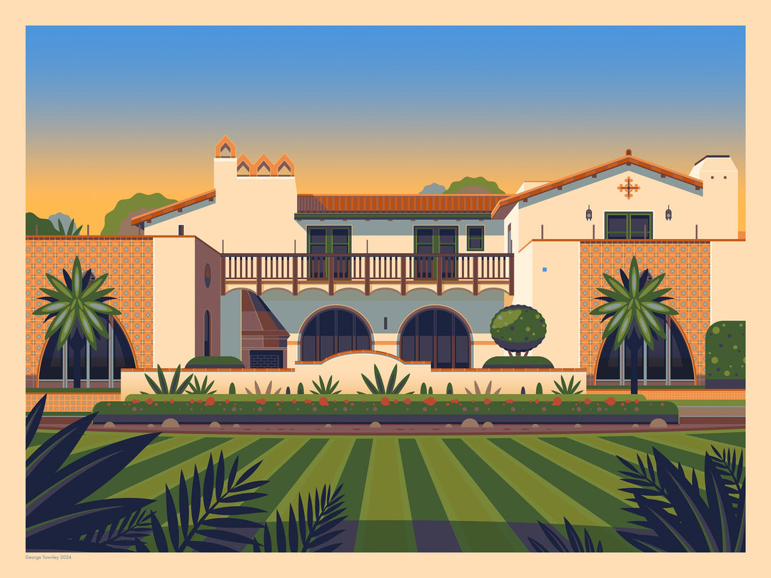 Adamson House Illustration, Los Angeles Art Print by George Townley