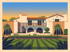 Adamson House Illustration, Los Angeles Art Print by George Townley