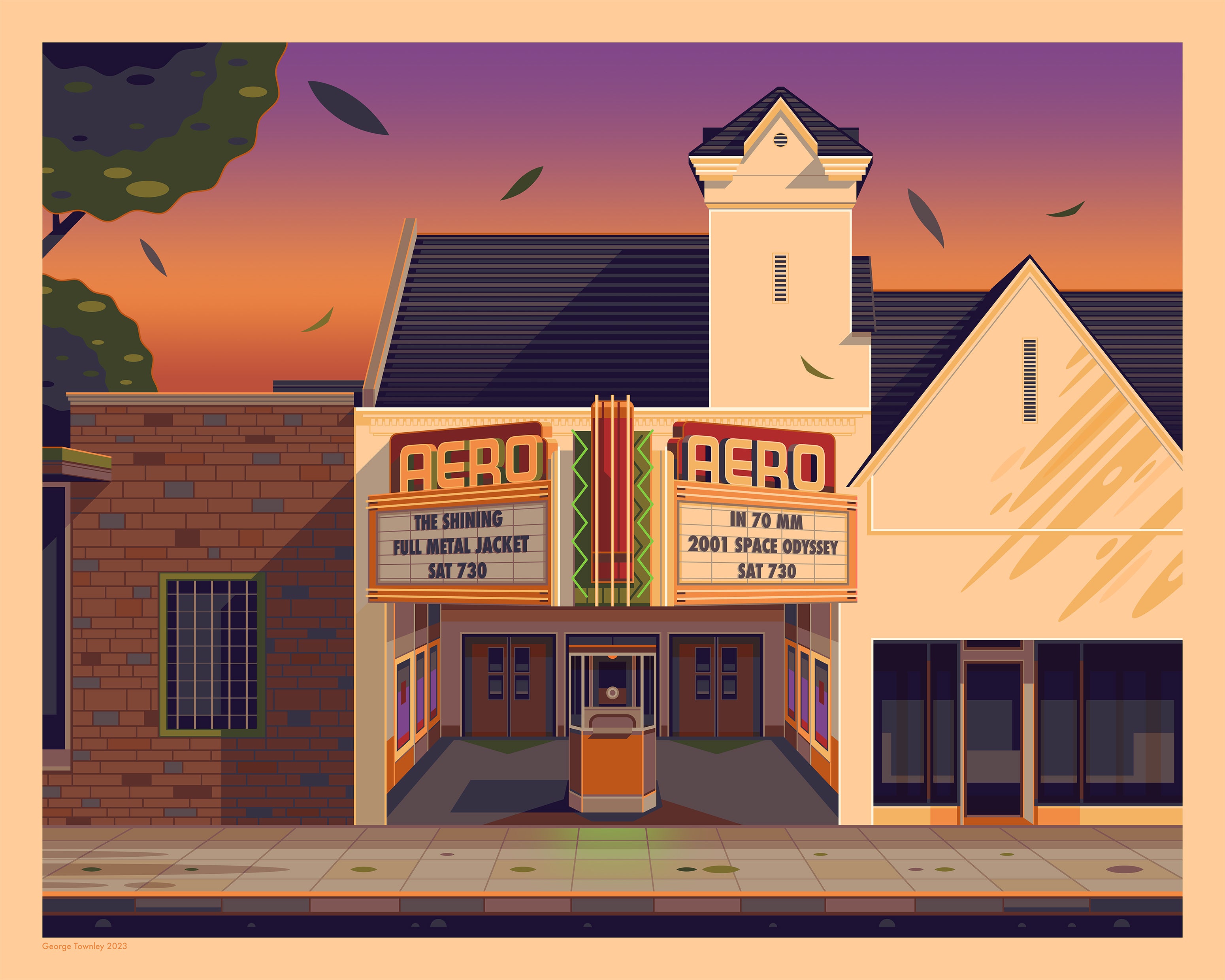 Aero Theatre Los Angeles Art Print by George Townley