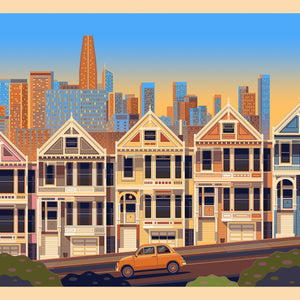Alamo Square Park Illustration, San Francisco Art Print by George Townley