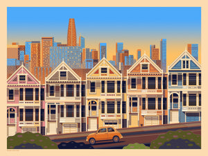 Alamo Square Park Illustration, San Francisco Art Print by George Townley