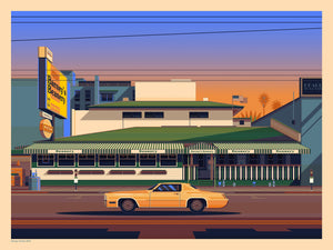 Barney's Beanery Illustration, Los Angeles Art Print by George Townley
