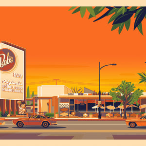 Bob's Big Boy Illustration, Los Angeles Art Print by George Townley
