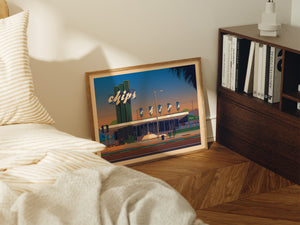 Chips Restaurant Illustration, Los Angeles Art Print by George Townley