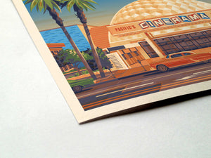 Cinerama Dome Illustration, Los Angeles Art Print by George Townley
