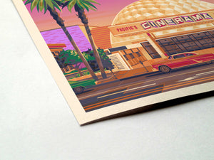 Cinerama Dome Illustration, Los Angeles Art Print by George Townley