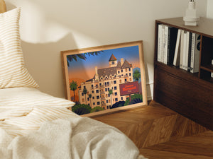 Chateau Marmont Illustration, Los Angeles Art Print by George Townley