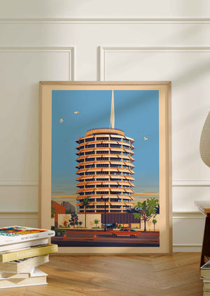 Capitol Records Illustration, Los Angeles Art Print by George Townley