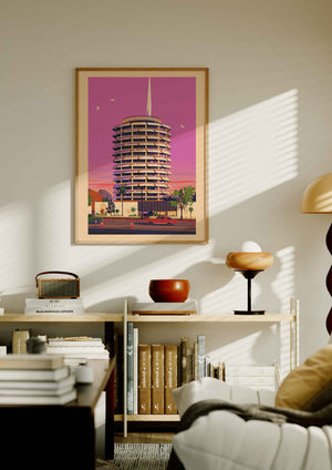 Capitol Records Illustration, Los Angeles Art Print by George Townley