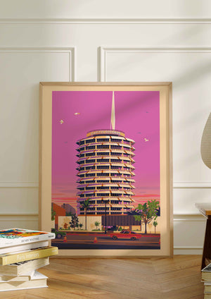 Capitol Records Illustration, Los Angeles Art Print by George Townley