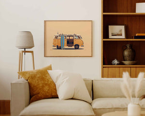 Campervan Illustration, Los Angeles Art Print by George Townley