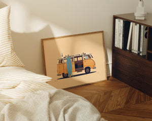 Campervan Illustration, Los Angeles Art Print by George Townley