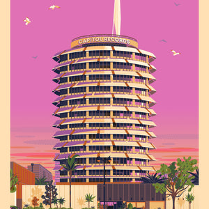 Capitol Records Illustration, Los Angeles Art Print by George Townley