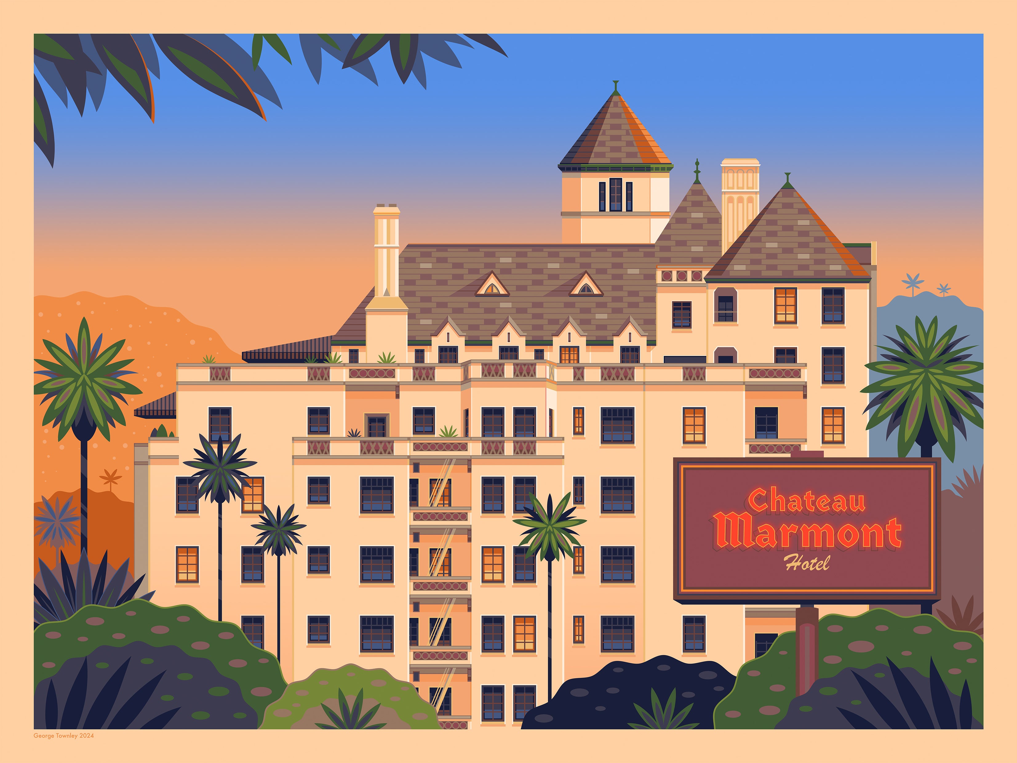 Chateau Marmont Los Angeles Art Print by George Townley