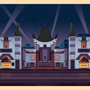 Chinese Theatre Illustration, Los Angeles Art Print by George Townley