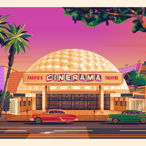 Cinerama Dome Illustration, Los Angeles Art Print by George Townley