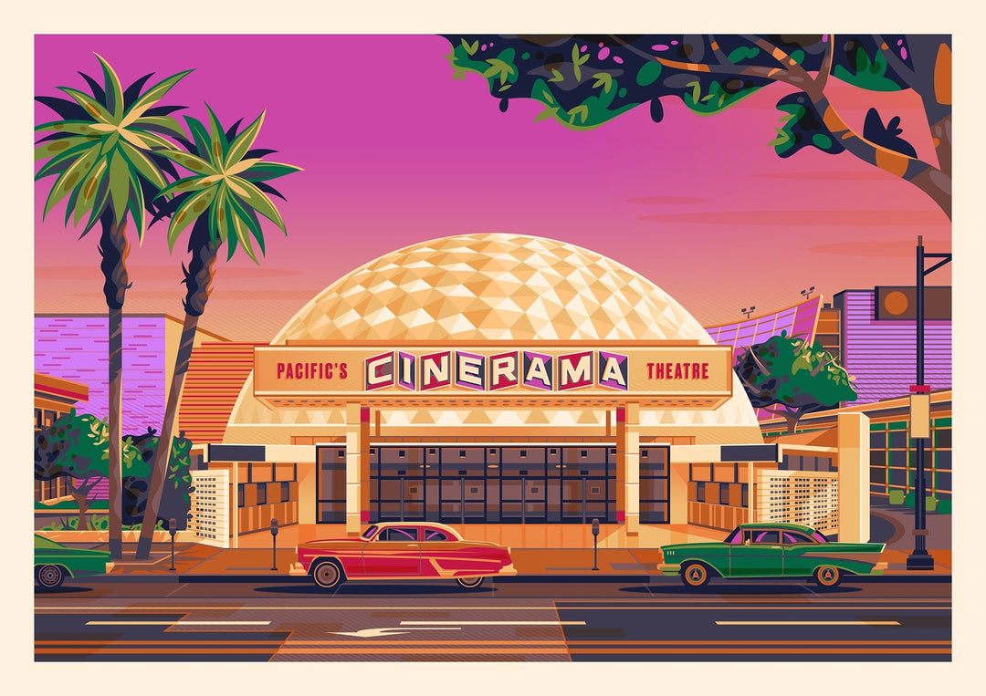 Cinerama Dome Illustration, Los Angeles Art Print by George Townley