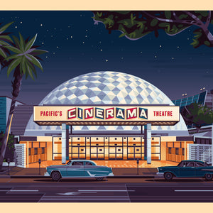 Cinerama Dome Illustration, Los Angeles Art Print by George Townley