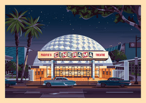 Cinerama Dome Illustration, Los Angeles Art Print by George Townley