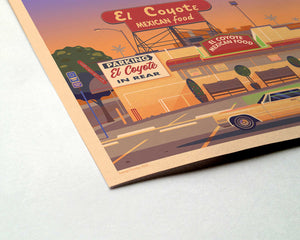 El Coyote Cafe Illustration, Los Angeles Art Print by George Townley