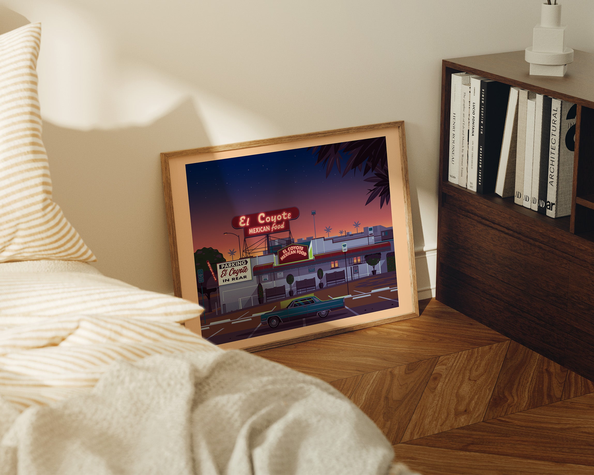 El Coyote Cafe Illustration, Los Angeles Art Print by George Townley