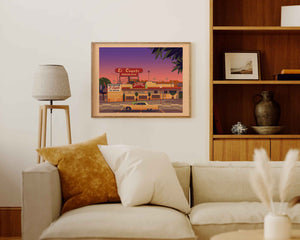 El Coyote Cafe Illustration, Los Angeles Art Print by George Townley