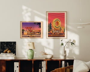 El Coyote Cafe Illustration, Los Angeles Art Print by George Townley