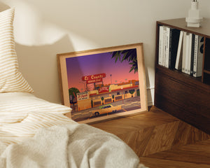 El Coyote Cafe Illustration, Los Angeles Art Print by George Townley