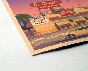 El Coyote Cafe Illustration, Los Angeles Art Print by George Townley