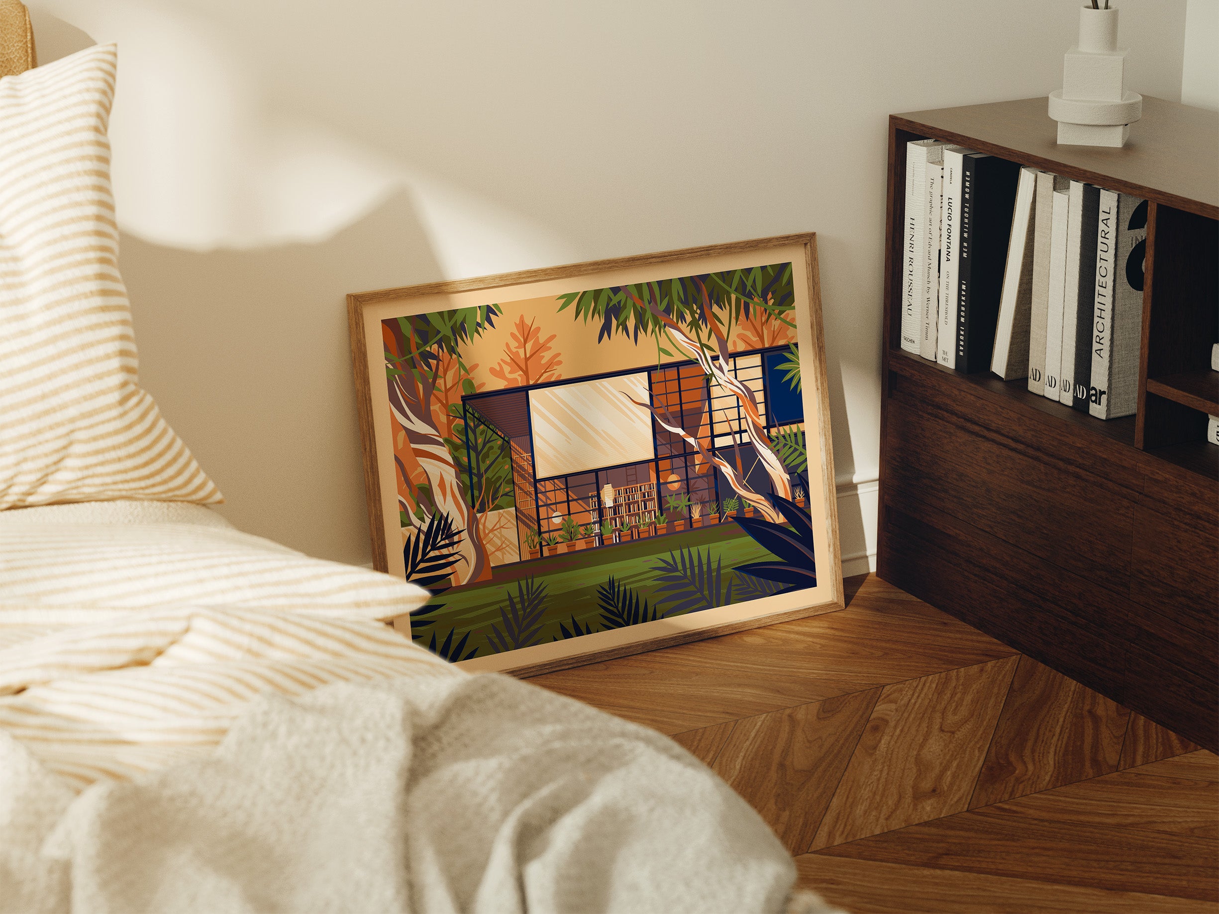 Eames House Illustration, Los Angeles Art Print by George Townley