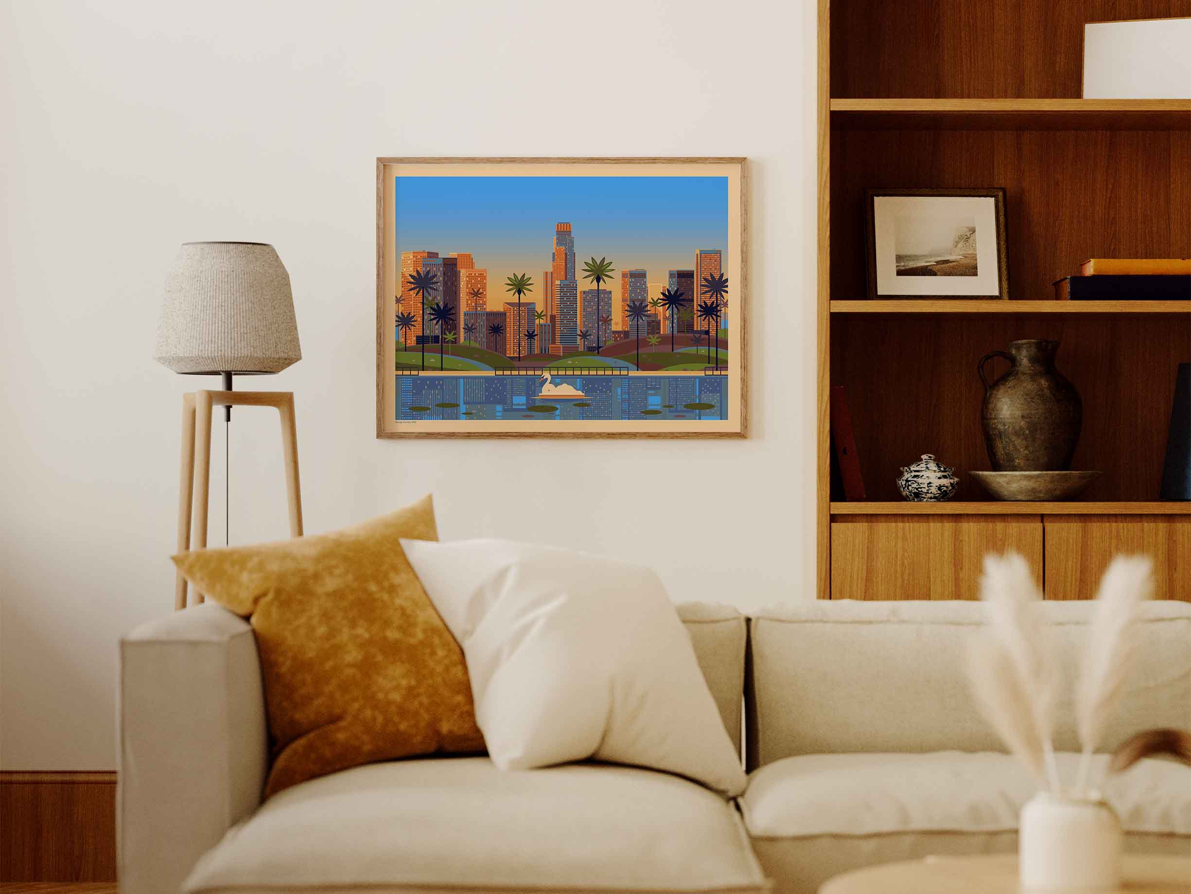 Echo Park Illustration, Los Angeles Art Print by George Townley