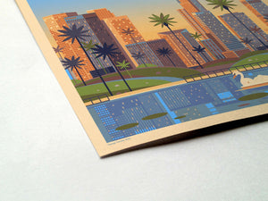 Echo Park Illustration, Los Angeles Art Print by George Townley