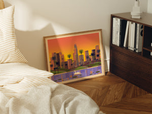 Echo Park Illustration, Los Angeles Art Print by George Townley