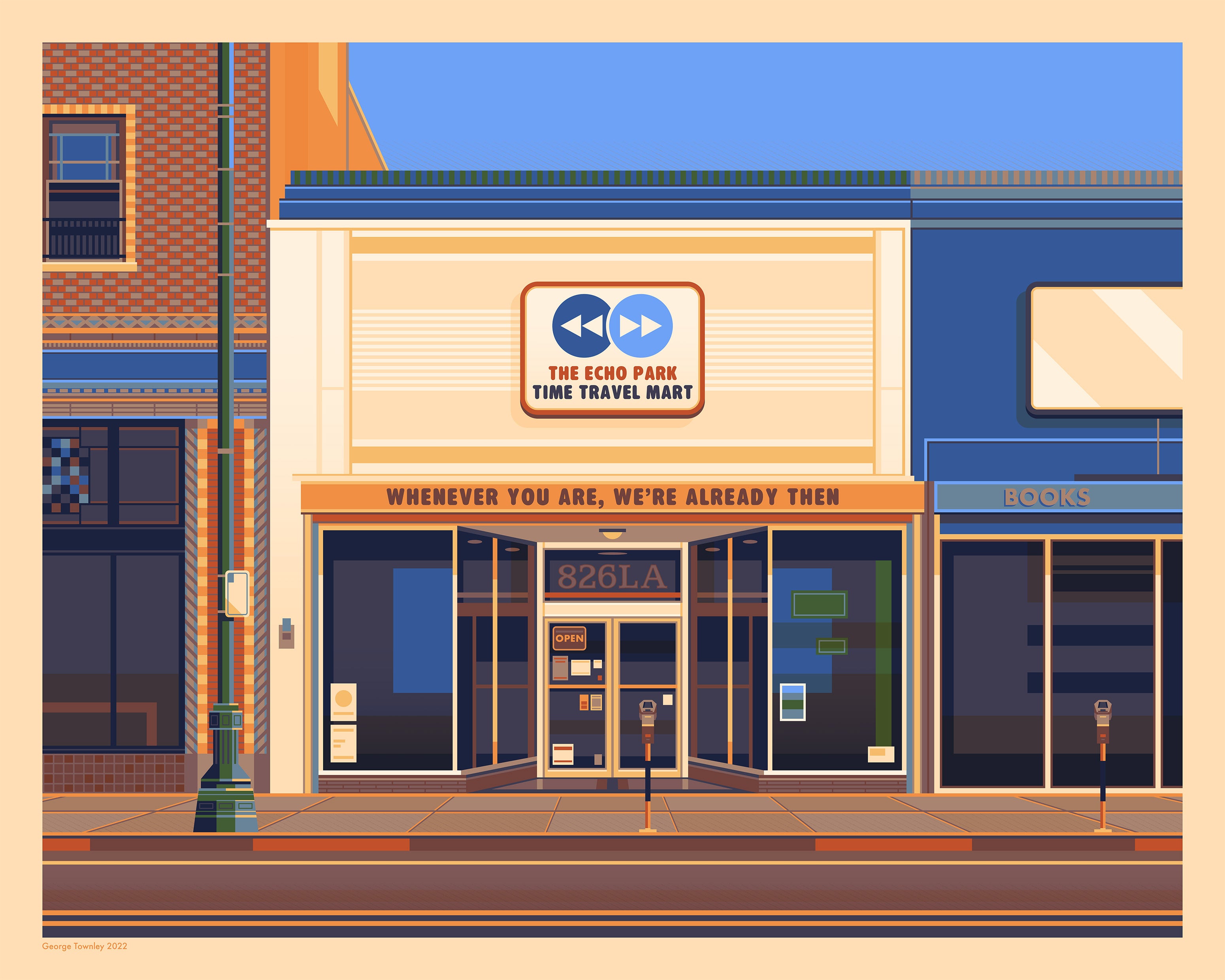 Echo Park Time Travel Mart Los Angeles Art Print by George Townley