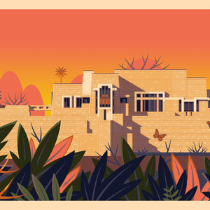 Ennis House Illustration, Los Angeles Art Print by George Townley