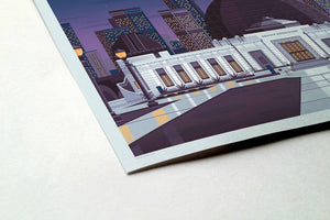 Griffith Observatory Illustration, Los Angeles Art Print by George Townley