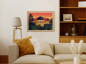 Griffith Observatory - Rear View Illustration, Los Angeles Art Print by George Townley