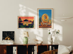 Griffith Observatory - Rear View Illustration, Los Angeles Art Print by George Townley