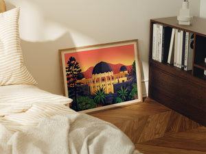 Griffith Observatory - Rear View Illustration, Los Angeles Art Print by George Townley