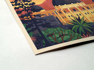 Griffith Observatory - Rear View Illustration, Los Angeles Art Print by George Townley