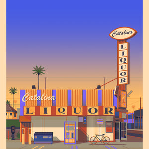 Catalina Liquor Illustration, Los Angeles Art Print by George Townley