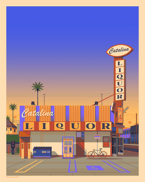 Catalina Liquor Illustration, Los Angeles Art Print by George Townley
