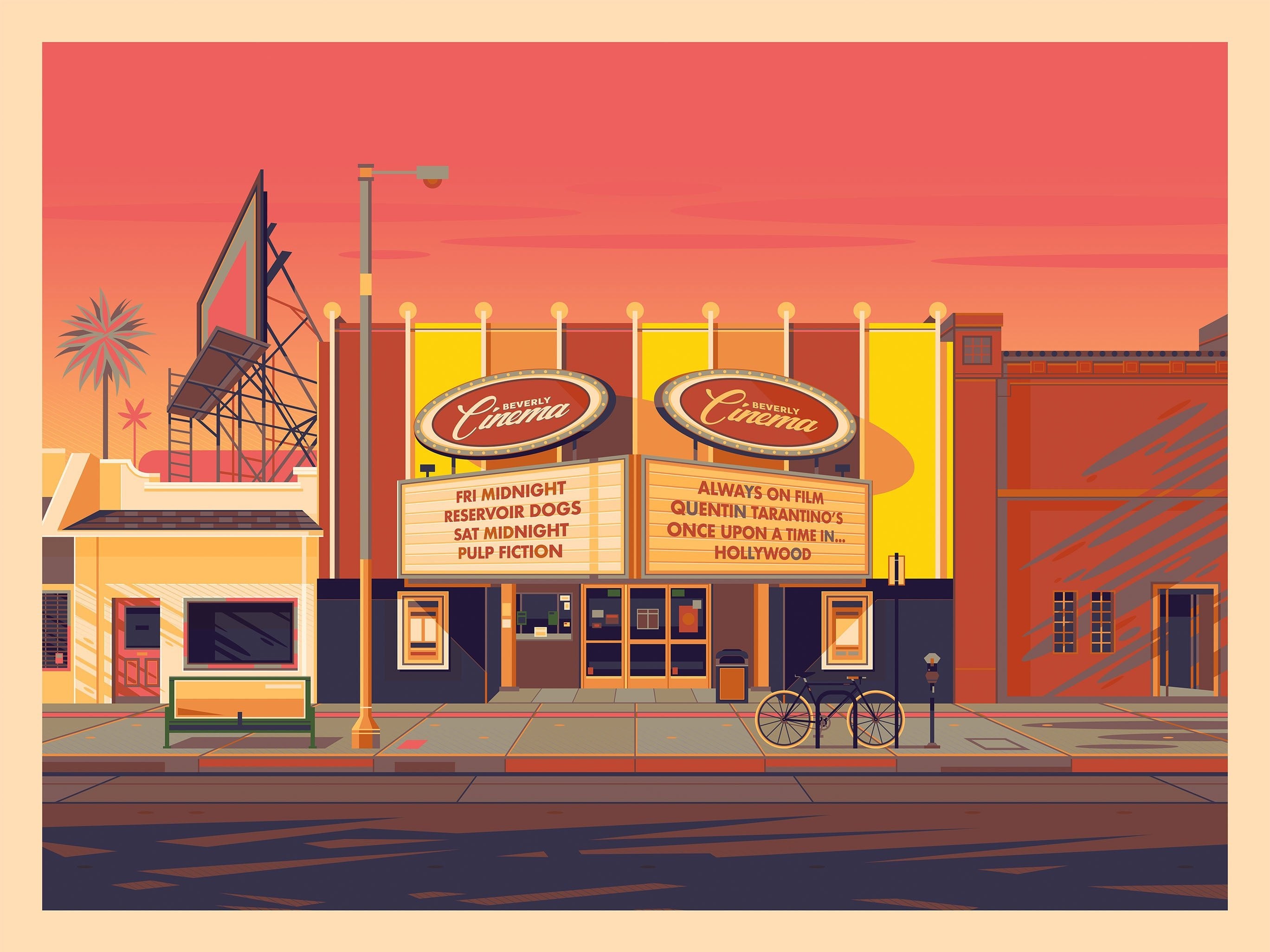 New Beverly Cinema Illustration, Los Angeles Art Print by George Townley
