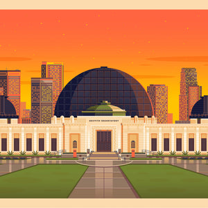 Griffith Observatory Illustration, Los Angeles Art Print by George Townley