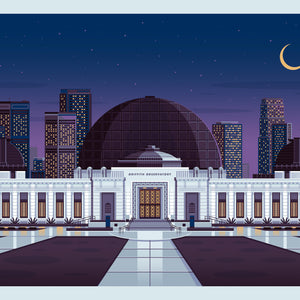 Griffith Observatory Illustration, Los Angeles Art Print by George Townley
